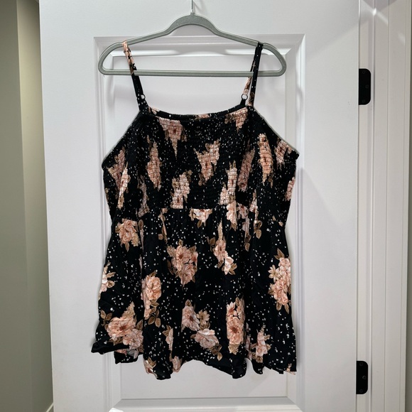 Torrid Blouse Women Size 2X Black Floral Challis Cold Shoulder Boho Chic Top - Picture 2 of 10